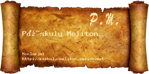 Páskuly Meliton névjegykártya
